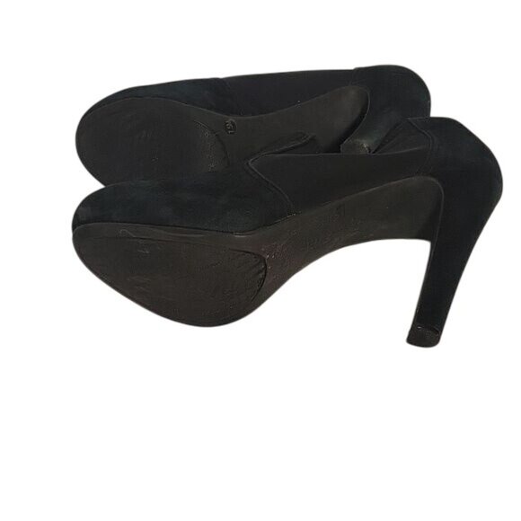 Black Faux Suede & Elastic High Heel Booties size 7.5 sexy bohemian - Picture 7 of 8
